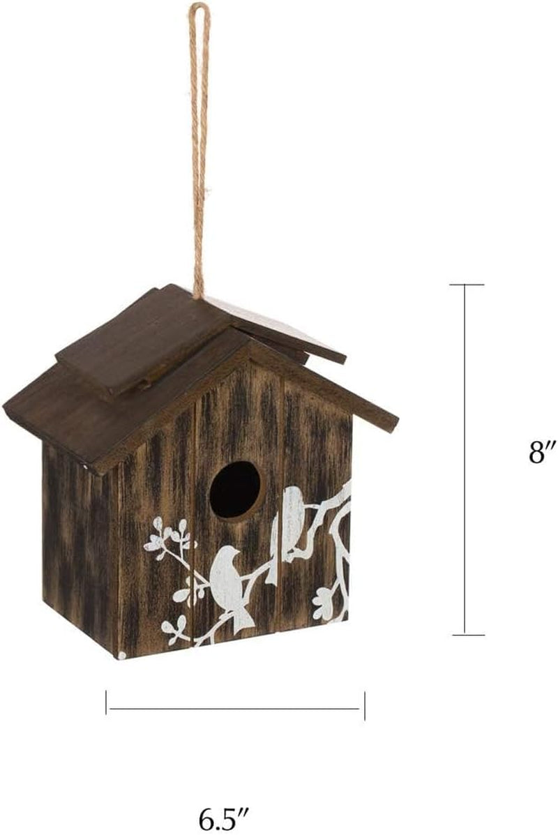 Wooden Bird House Hanging Outdoor,Eco Friendly Materials and Decorative with Bird Printed