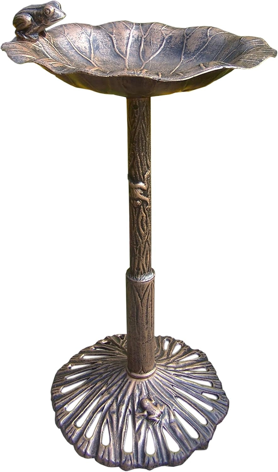 5012AB Antique Bronze Frog Design Aluminum Birdbath