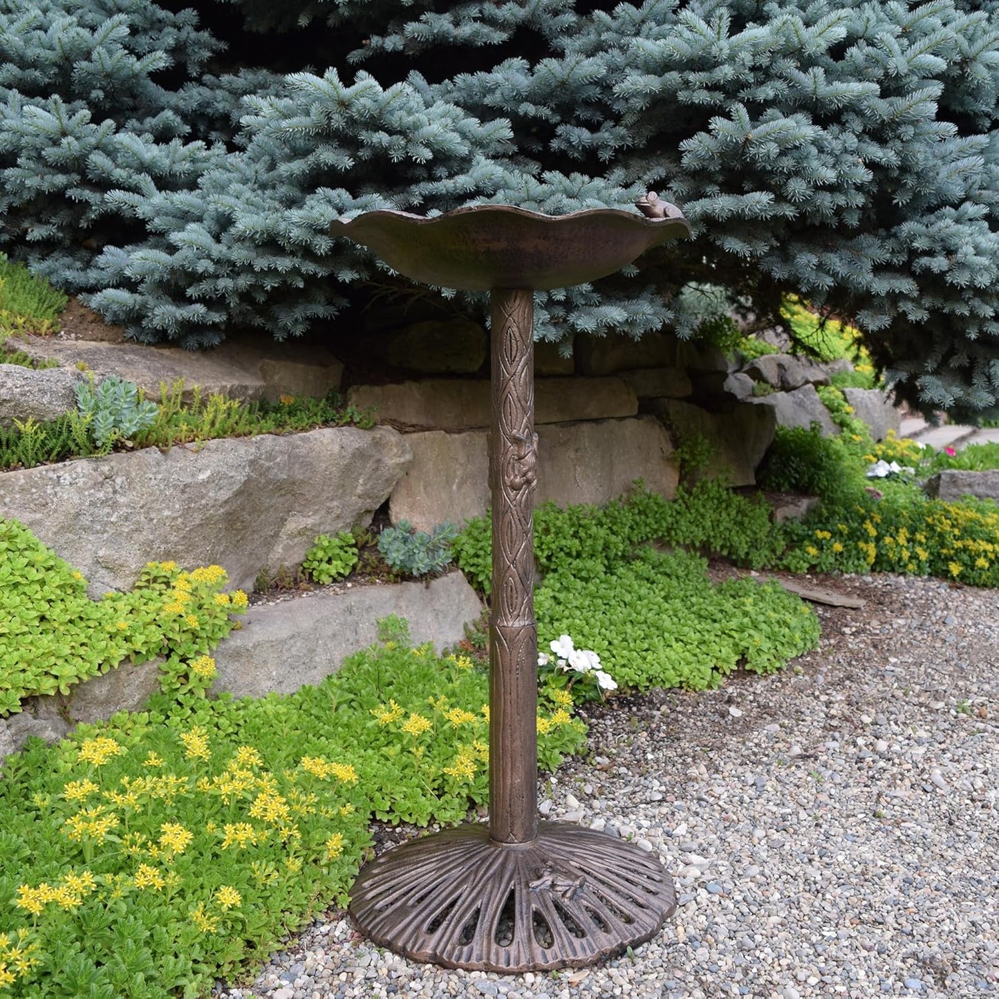 5012AB Antique Bronze Frog Design Aluminum Birdbath