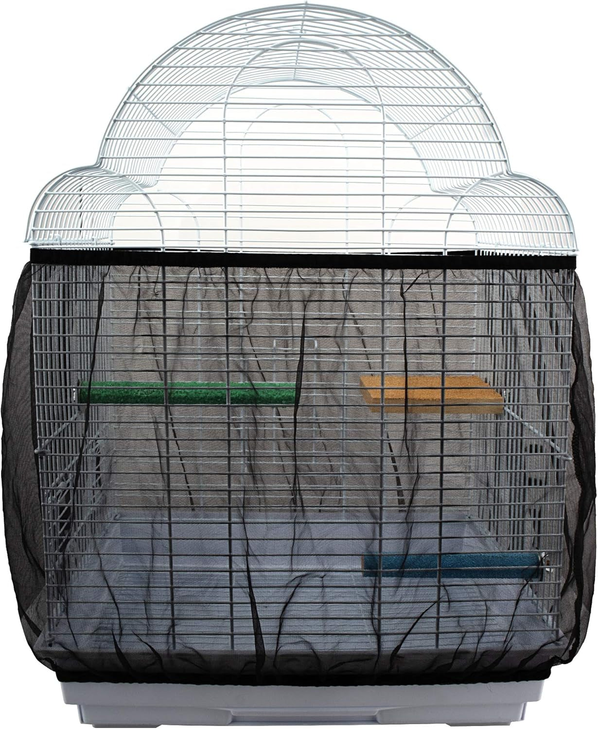 Bird Cage Seed Catcher Mesh Birdcage Cover Seeds Guard Netting Parrot Cage Skirt (M( Fit Cage 35"~59"))